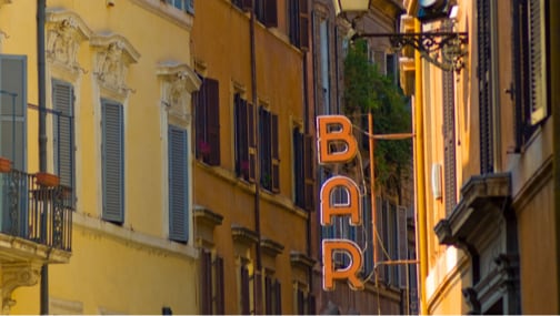 Bar sign on a European street